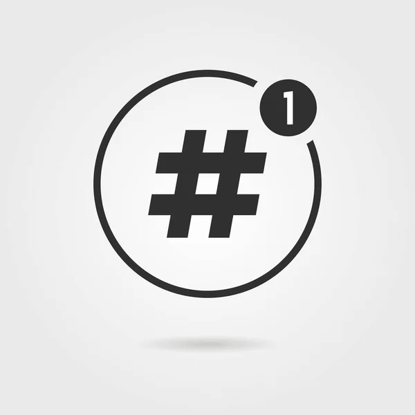 Icono del hashtag con notificación — Vector de stock