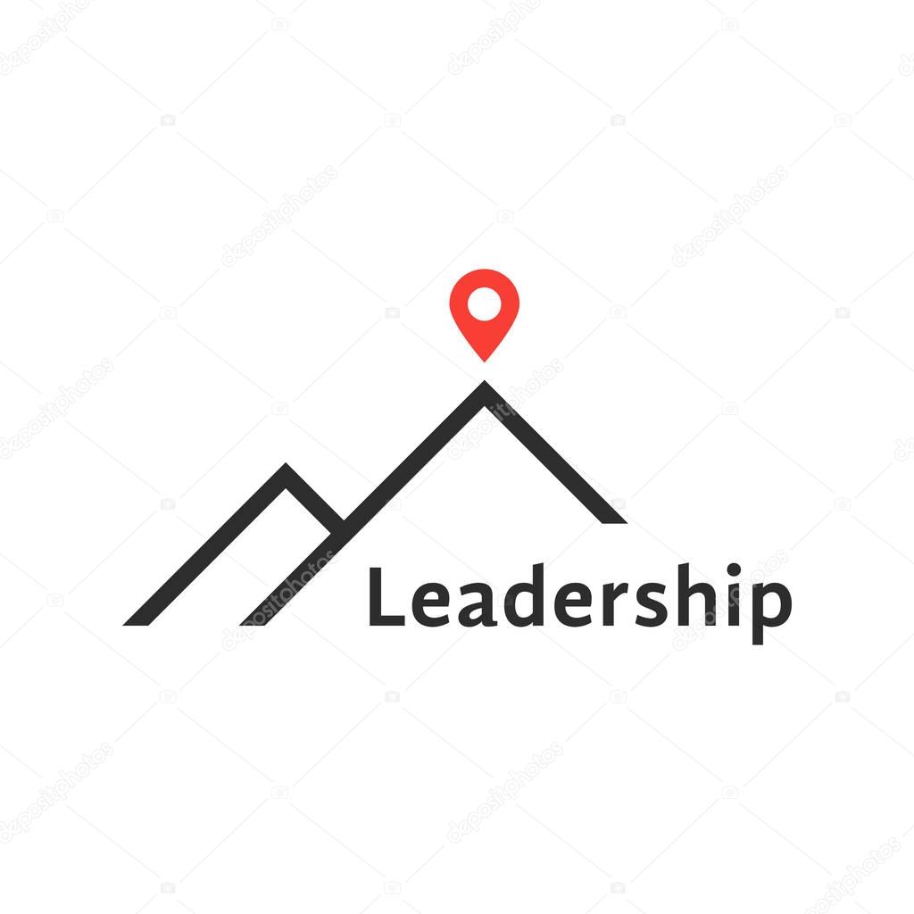 Reaching the top like leadership logo. concept of travel, mountaineering, mission, climb, summit, hiking. isolated on white background. flat style trend modern brand design vector illustration