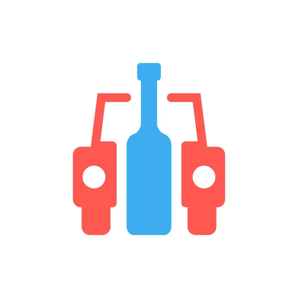 Coche y botella como señal de conductor borracho — Vector de stock
