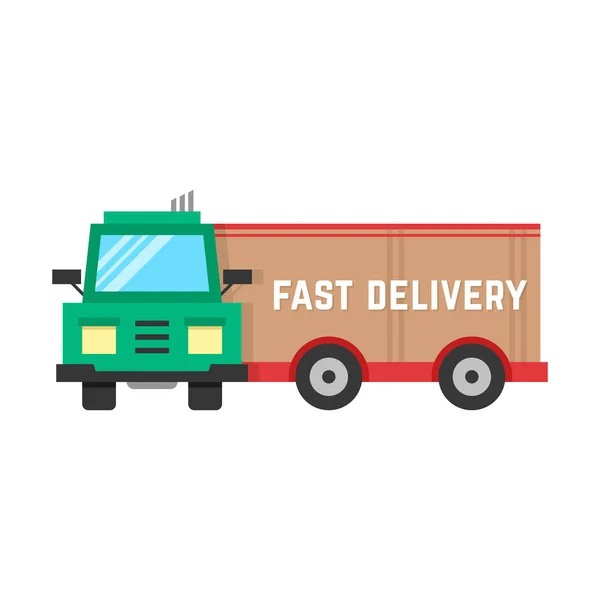 Fast delivery through big truck — Stock Vector