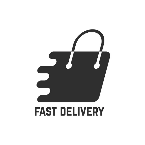 Black shopping bag like fast delivery — Stock Vector
