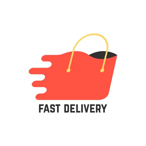 Fast delivery with red shopping bag — Stock Vector