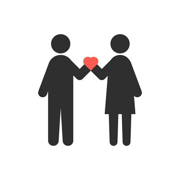 Loving couple with heart in crossed hands — Stock Vector