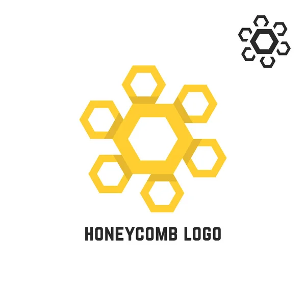 Logo giallo a nido d'ape come il sole — Vettoriale Stock