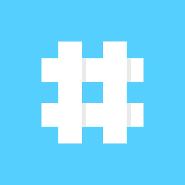 Icono de hashtag blanco sobre fondo azul — Vector de stock