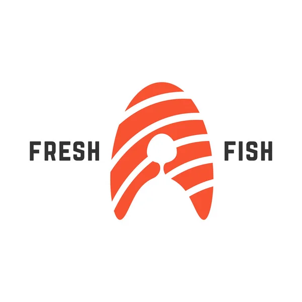 Taze balık logo parça somon ile — Stok Vektör