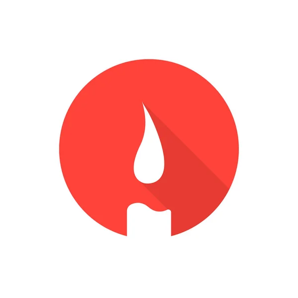 Červená svíčka ikona s dlouhý stín — Stockový vektor