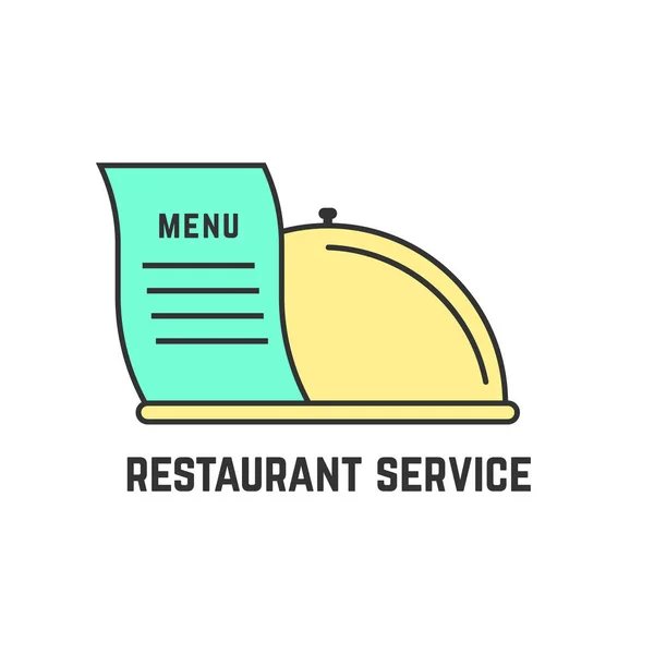 Restaurant service with outline dish — Stock Vector
