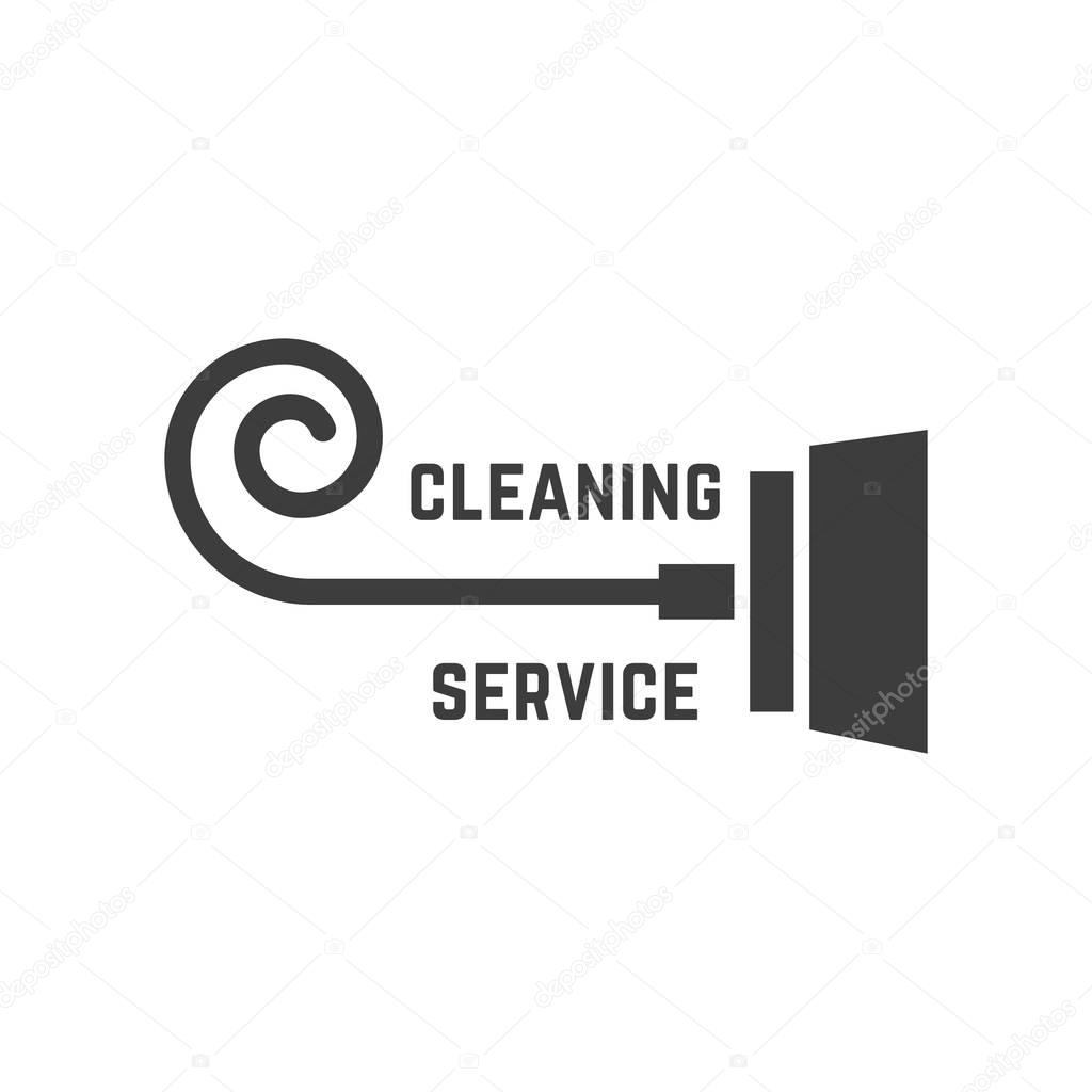 Vacuum cleaner like cleaning service logo. concept of housekeeper, housekeeping emblem, cleanup, company mark. isolated on white background. flat style trend modern brand design vector illustration
