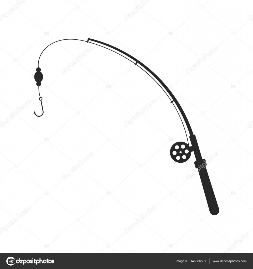 Download Black Fishing Rod Silhouette Stock Vector Image By C Holdenkolf 145586591