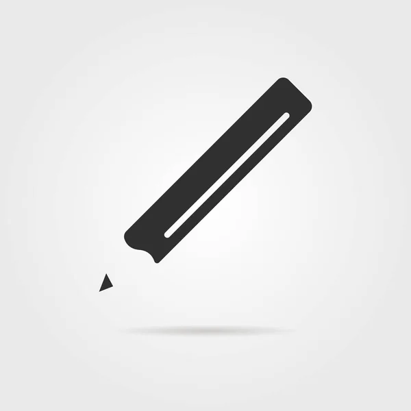 Icono de lápiz negro con sombra — Vector de stock