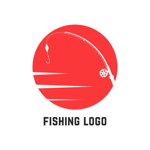 Basit kırmızı balık tutma logosu — Stok Vektör