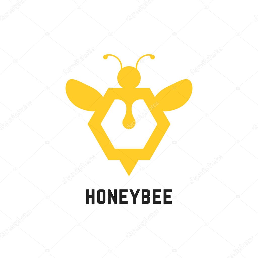 Abstract honey bee sign. concept of visual identity, promotion, syrup, liquid sweetness, honeyed nectar. isolated on white background. flat style trend modern brand design vector illustration