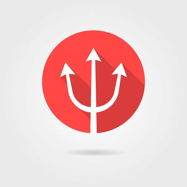 Červená ikona trident s dlouhý stín — Stockový vektor