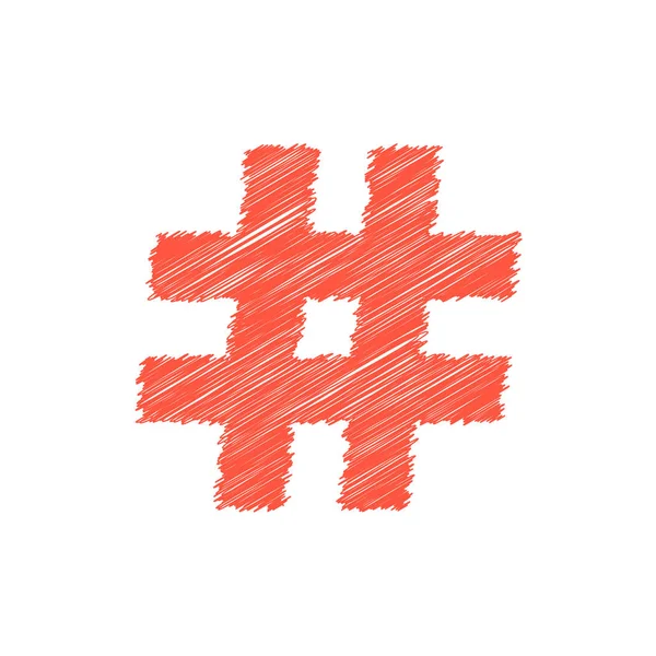 Red scribble hashtag ikonen — Stock vektor
