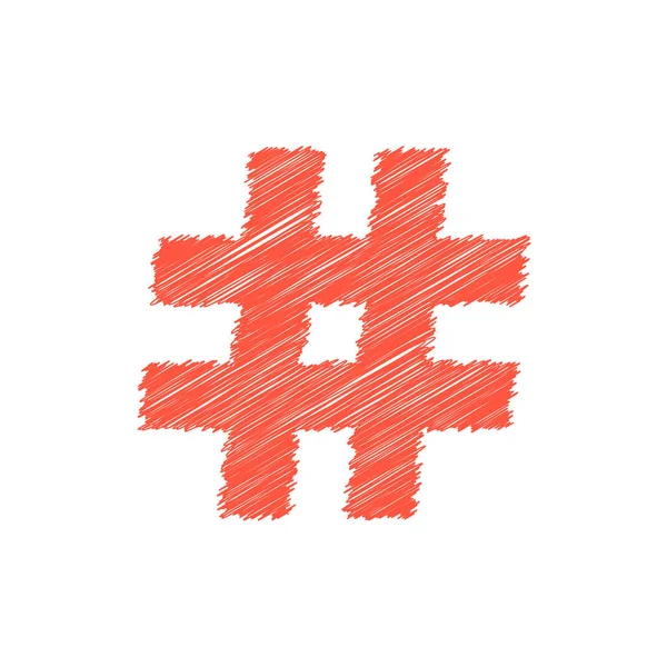 Rotes Kritzelhashtag-Symbol — Stockvektor