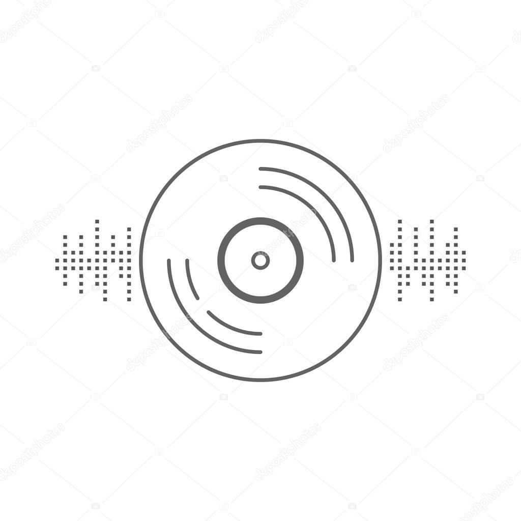 Vinyl record with equalizer sign. concept of music recording, audiophiles gathering, music lover, collecting. isolated on white background. flat style trend modern logotype design vector illustration