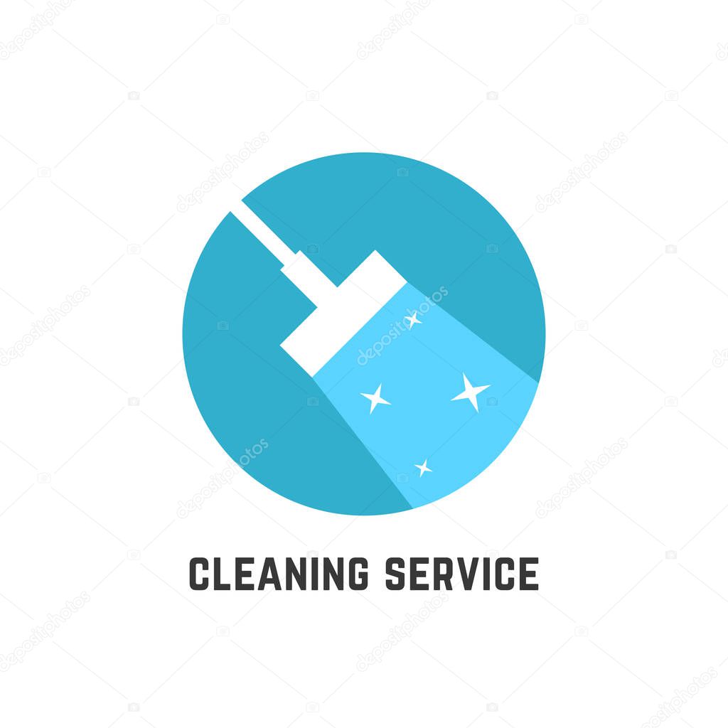 Simple cleaning service logotype. concept of squeegee, purification, wet cleaning, mop, cleanup badge, sweeping. isolated on white background. flat style trend modern brand design vector illustration