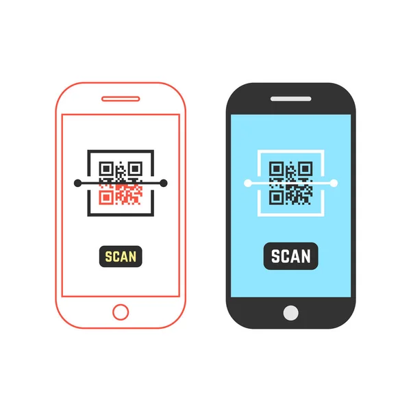 Zwei Telefone scannen QR-Code — Stockvektor