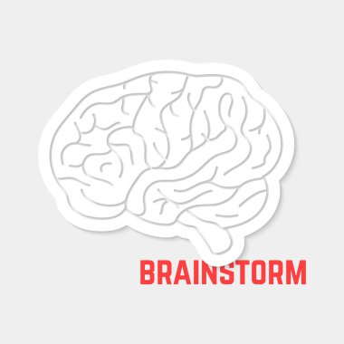 Beyaz anahat beyin simgesi ile beyin fırtınası