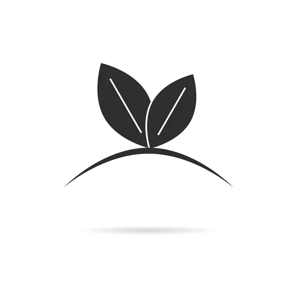 Svarta blad som gror sprout logotyp — Stock vektor