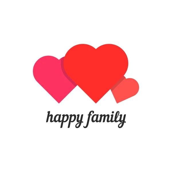 Счастливая семья с тремя сердцами — стоковый вектор