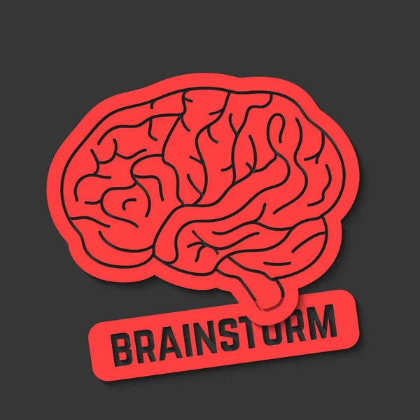 Röd kontur hjärnan ikon som brainstorm — Stock vektor