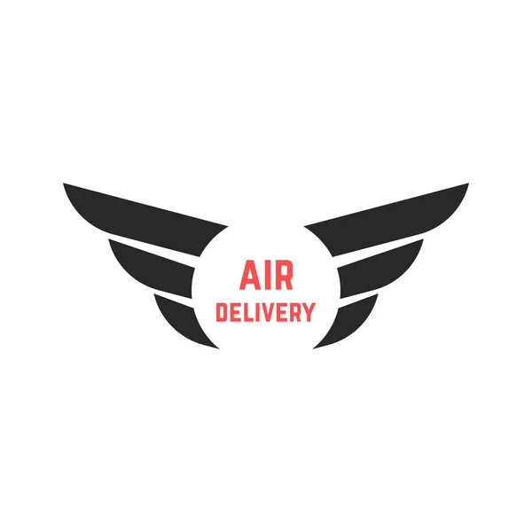 Letecké dodávky logo s černými křídly — Stockový vektor