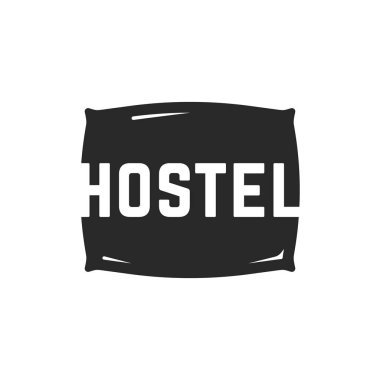Hostel logolu siyah yastık