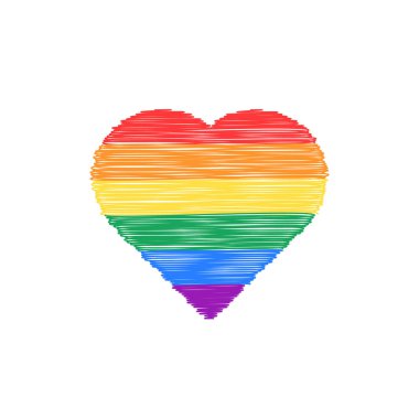 karalama renkli kalp simgesi