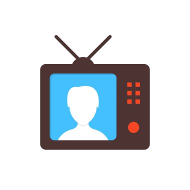 kahverengi tv simgesi ile anchorwoman