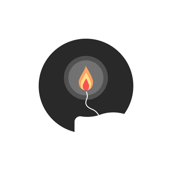 Simple candle flame in circle — Stock Vector