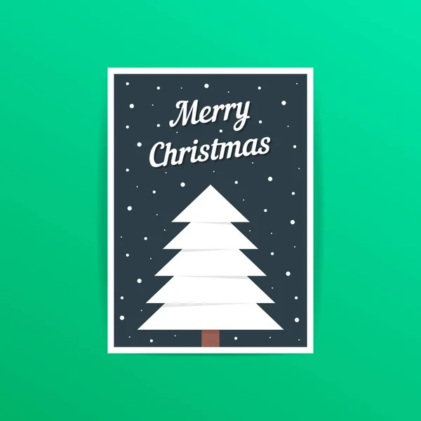 Cartão de Natal alegre com árvore de xmas branco — Vetor de Stock