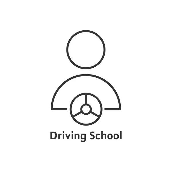 Línea delgada logotipo de la escuela de conducción — Vector de stock