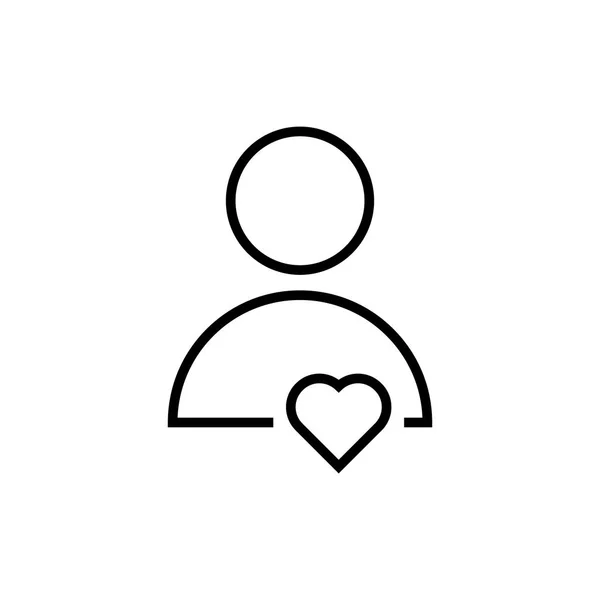 Тонкая линия иконка пользователя с сердцем — стоковый вектор