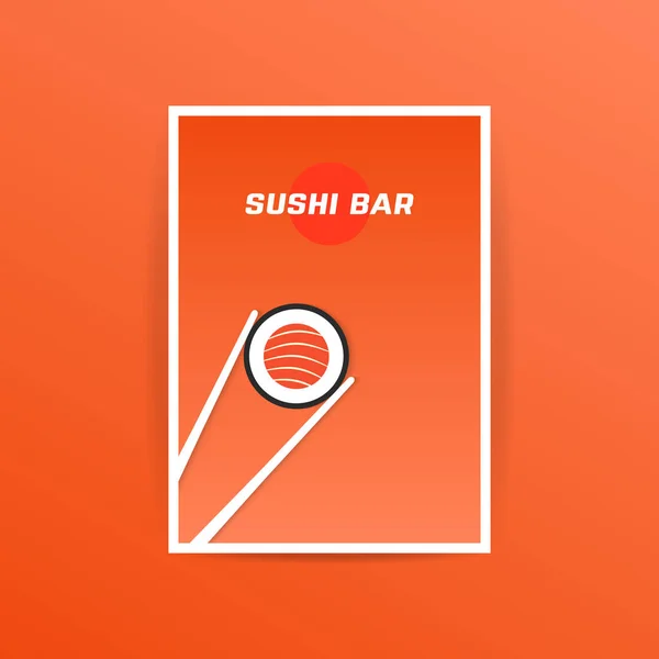 Orange sushi bar card with chopstick — Stock Vector