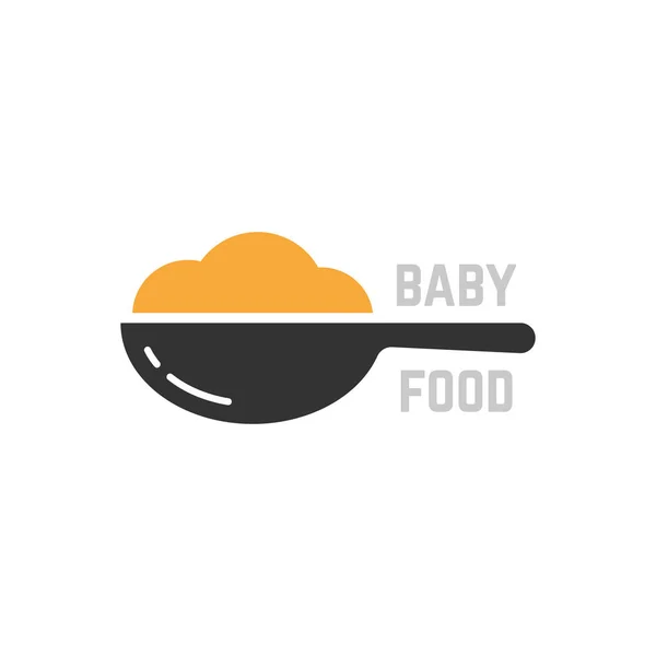 Spoon with mashed like baby food logo — Stock Vector