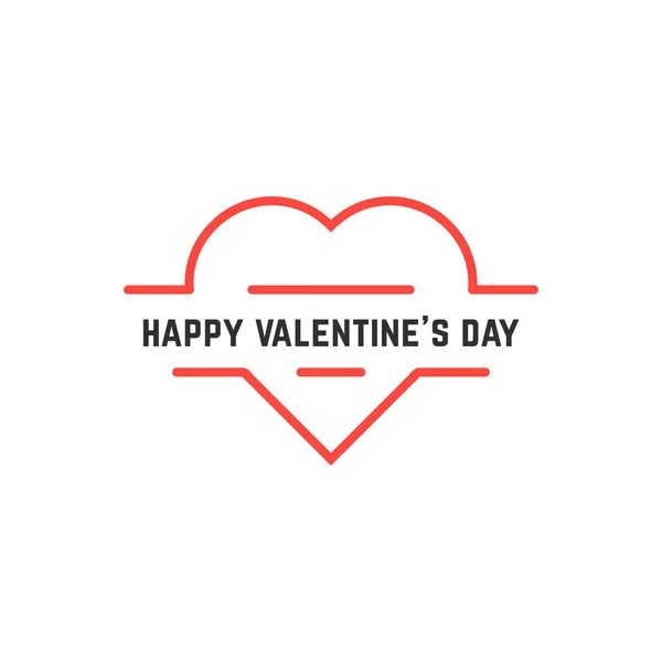 Feliz día de San Valentín con corazón de línea delgada — Vector de stock