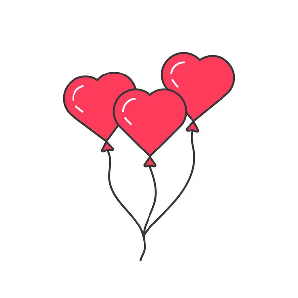 Ballon contour rose comme coeur — Image vectorielle