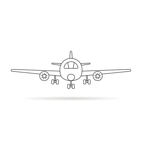Thin line airplane icon with shadow — Stock Vector
