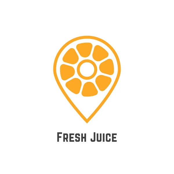 Fresh juice with orange like map pin — Stock Vector