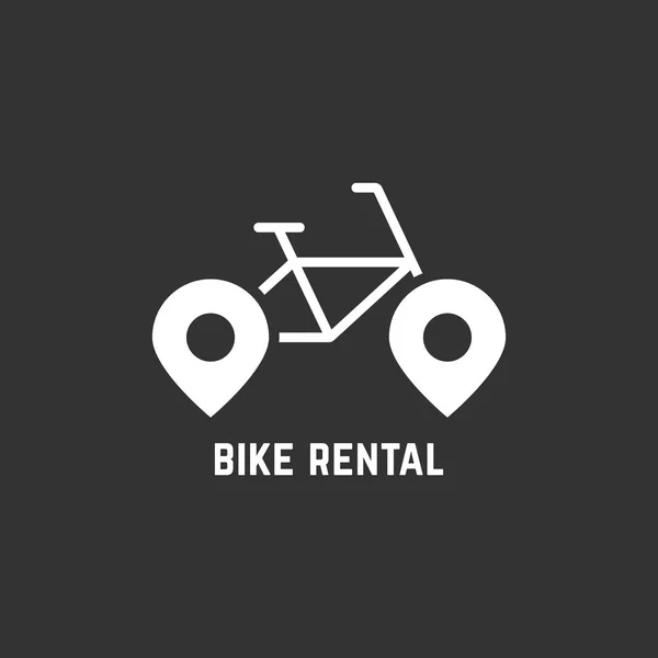 Logotipo de aluguer de bicicleta branca com pino —  Vetores de Stock