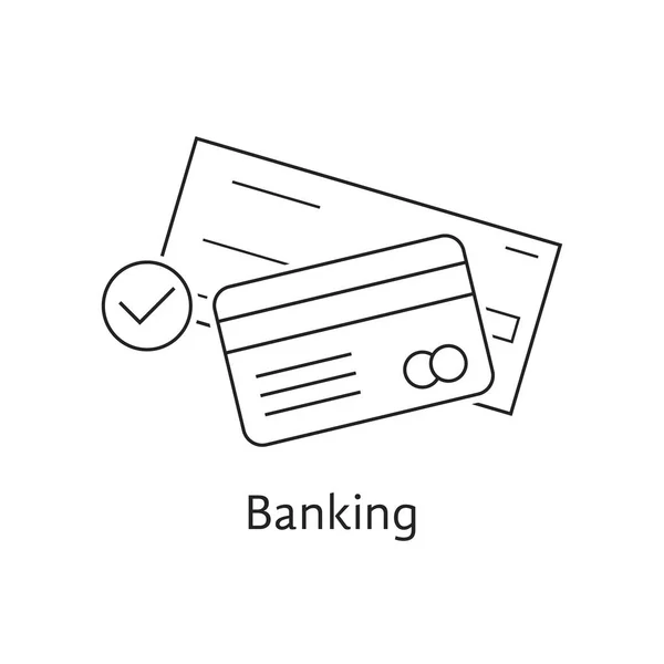 Assegno bancario a linea sottile e carta di credito — Vettoriale Stock