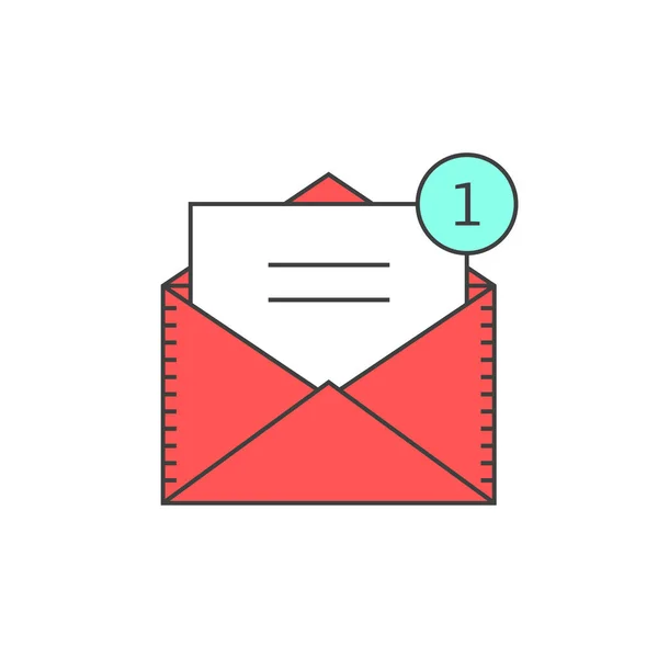 Contorno rojo icono de notificación de correo electrónico — Vector de stock