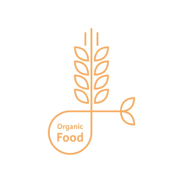 Logotipo de alimentos orgánicos naranja como espigas de trigo — Vector de stock