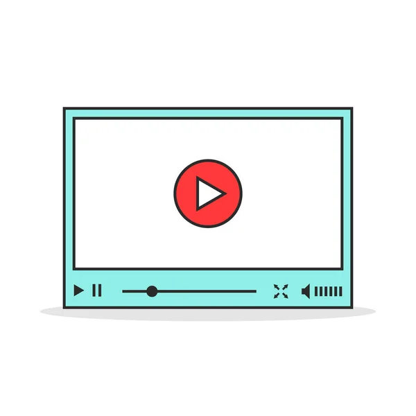 Color linear video player interface — Stock Vector