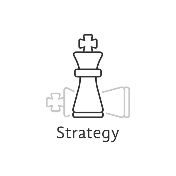 Strategia con il re degli scacchi linea sottile — Vettoriale Stock