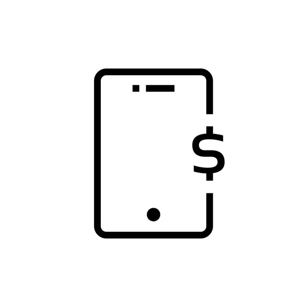 Contorno negro teléfono con signo de dólar — Vector de stock