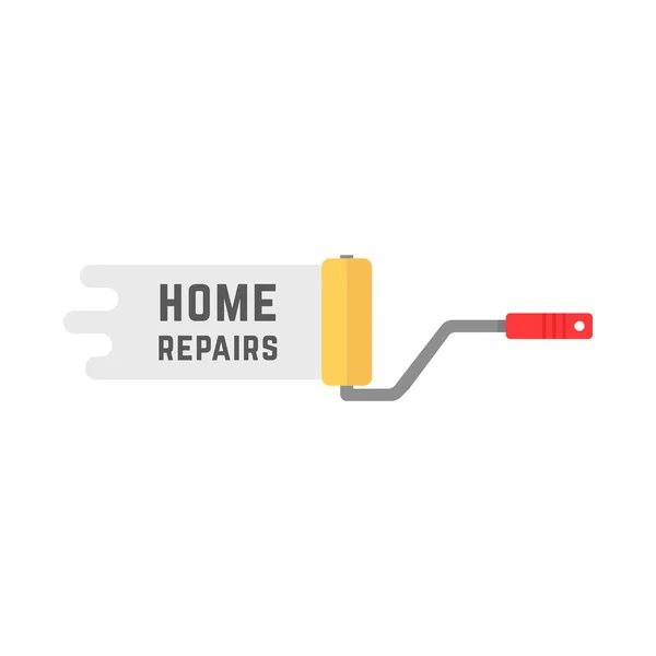 Reparaciones del hogar logo con rodillo — Vector de stock