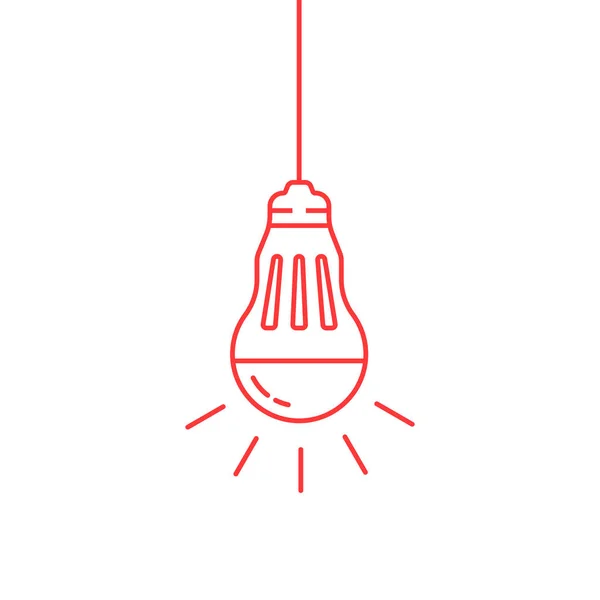 Ligne mince rouge ampoule led — Image vectorielle